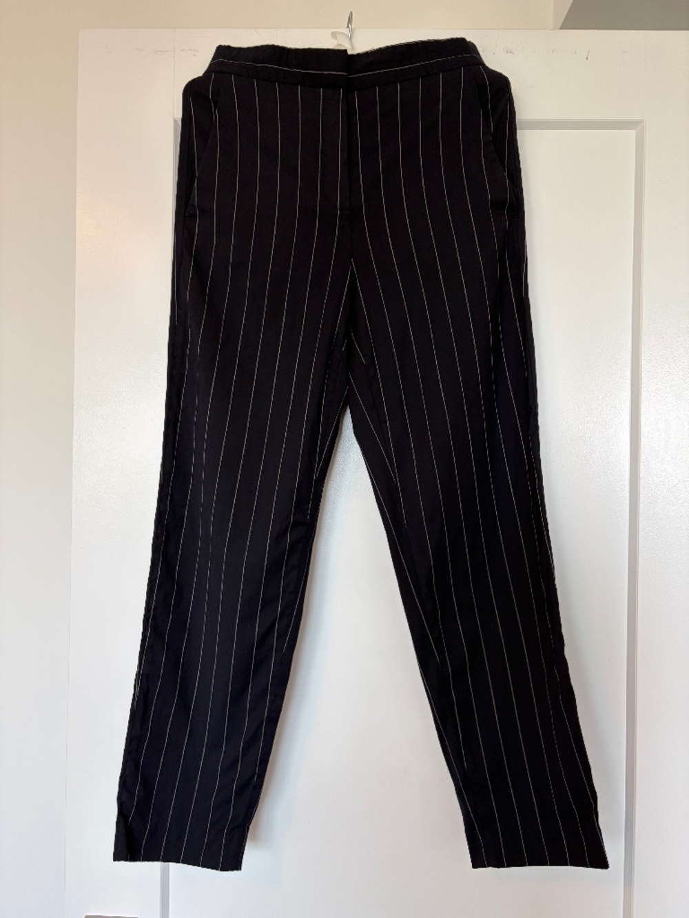 Massimo Dutti Navy Pinstripe Wool Blend Trousers – Size 2 (EUR 34)